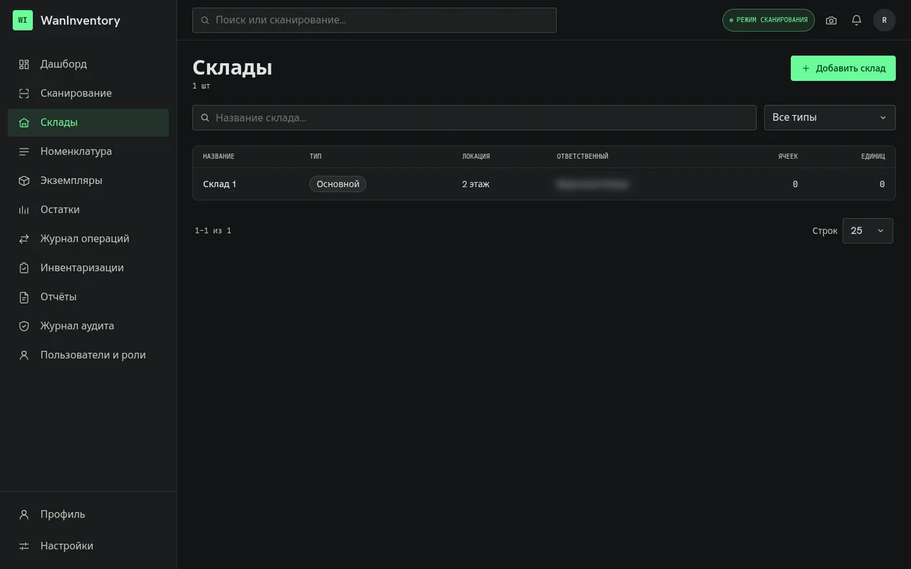 Список складов WanInventory, ответственный размыт